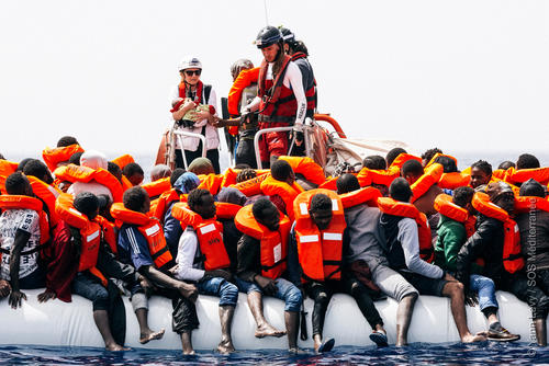 Rubber boat is waiting for a rescue