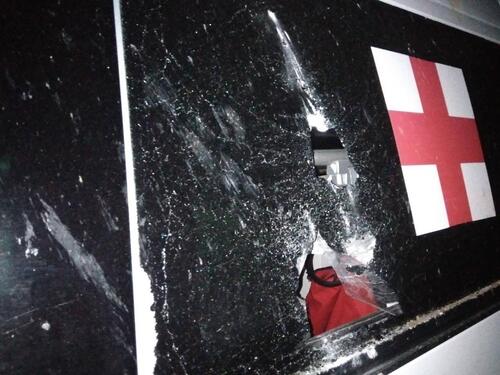 MSF ambulance damaged after attack in Selydove MSF ambulance damaged after attack in Selydove