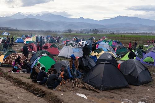 Overcrowded transit camp in Idomeni Overcrowded transit camp in Idomeni