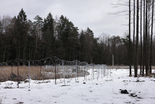 Militarised Polish-Belarus border Kozie Borki natural park Militarised Polish-Belarus border Kozie Borki natural park