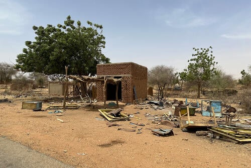 Looted and damaged homes in Central Darfur state, Sudan. Looted and damaged homes in Central Darfur state, Sudan.