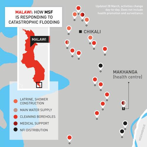 Map of MSF's emergency response in Makhanga, Malawi Map of MSF's emergency response in Makhanga, Malawi